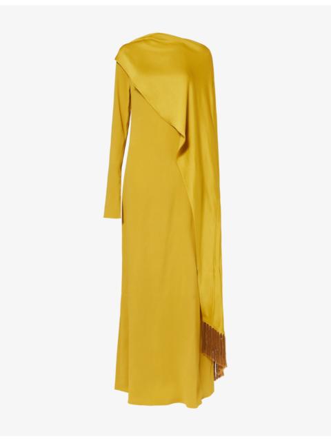 Taller Marmo Mounia Fringed Stretch-Woven Maxi Dress