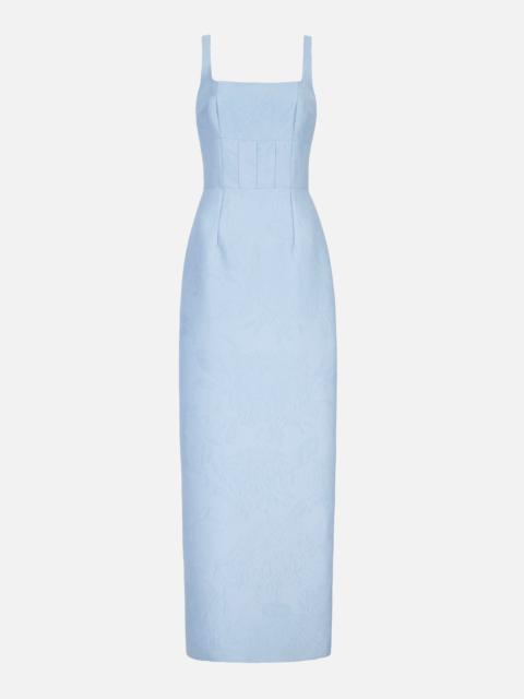 EMILIA WICKSTEAD Megara Dress in Icy Blue Embossed Cloque