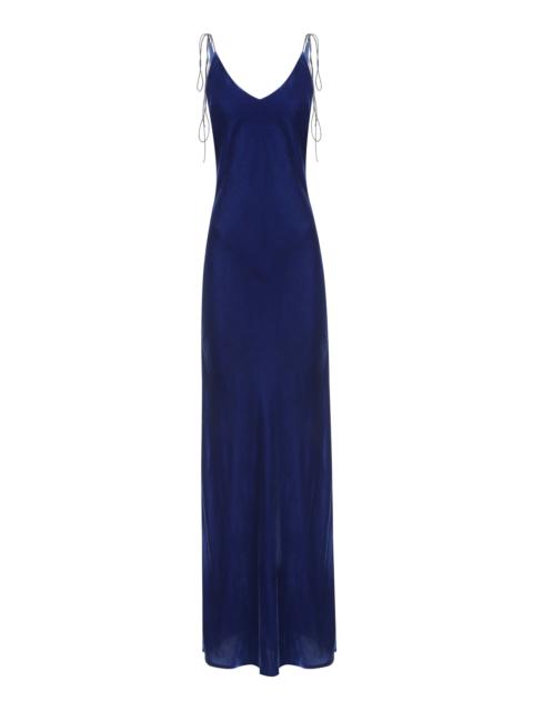 ANNA OCTOBER Jules Satin Maxi Slip Dress blue