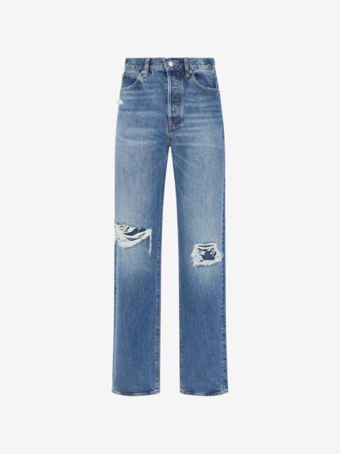 FRAME distressed straight-leg jeans