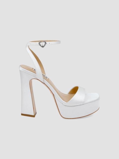 BADGLEY MISCHKA Women's Caia 125MM Satin Platform Sandals - White Crepe