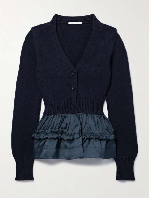 CECILIE BAHNSEN Vision ruffled taffeta-trimmed cashmere and wool-blend cardigan