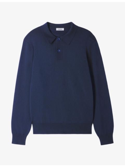 Sandro Long-Sleeved Knitted Polo Shirt