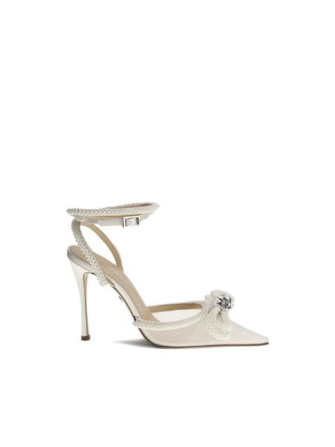 MACH & MACH pearl bow mesh heeled pumps