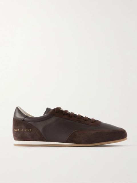 Common Projects Minimal Runner Suede-Trimmed Leather Sneakers Brown