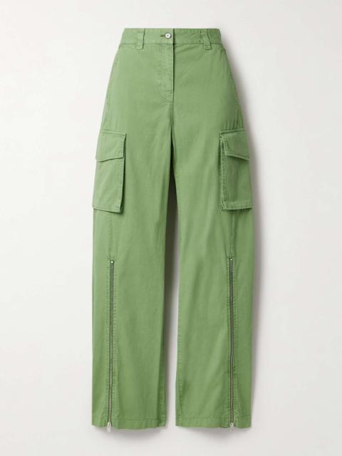 Stella McCartney + NET SUSTAIN corduroy-trimmed organic cotton-twill wide-leg pants