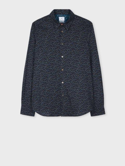 Paul Smith Tailored-Fit Navy 'Oxalis Floral' Print Shirt
