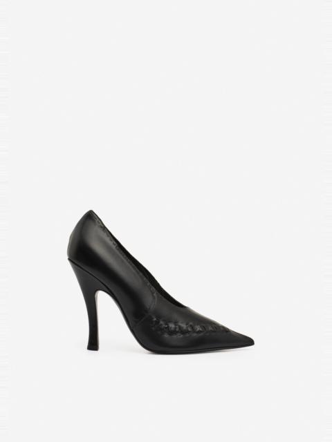 MAGDA BUTRYM Podhale-style embroidered pointed pumps in black leather
