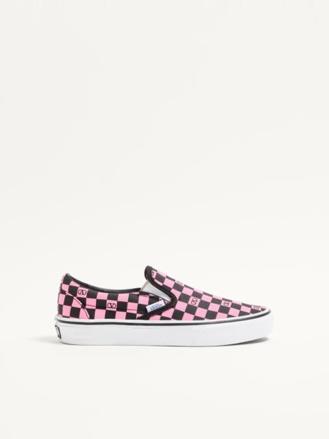 Valentino VALENTINO GARAVANI AND VANS SLIP-ON SNEAKER IN FABRIC WITH VLOGO CHECKERBOARD PRINT