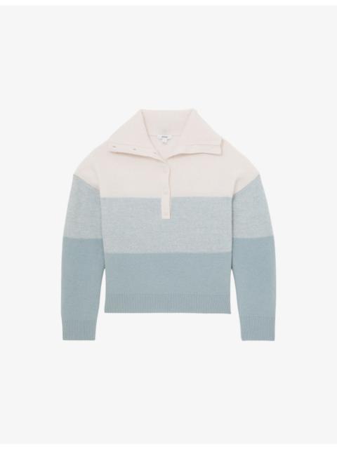 REISS Flora Button-Neck Wool and Cashmere-Blend Jumper