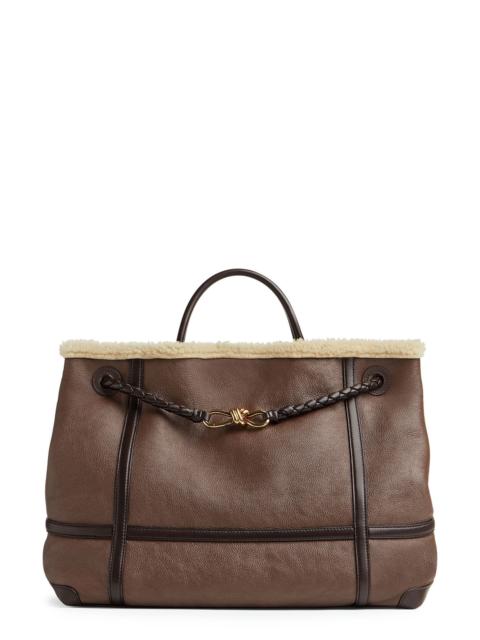 Bottega Veneta Large Andiamo Genuine Shearling Tote in Brown Teddy at Nordstrom