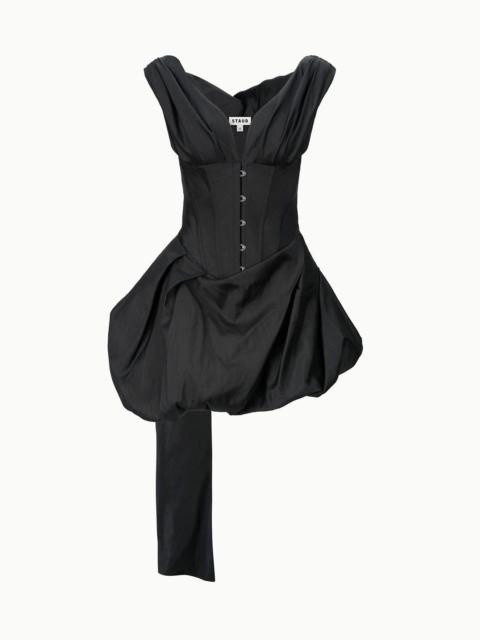STAUD STAUD FABIANNE SILK MINI DRESS BLACK