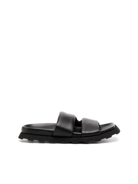 leather open-toe slides