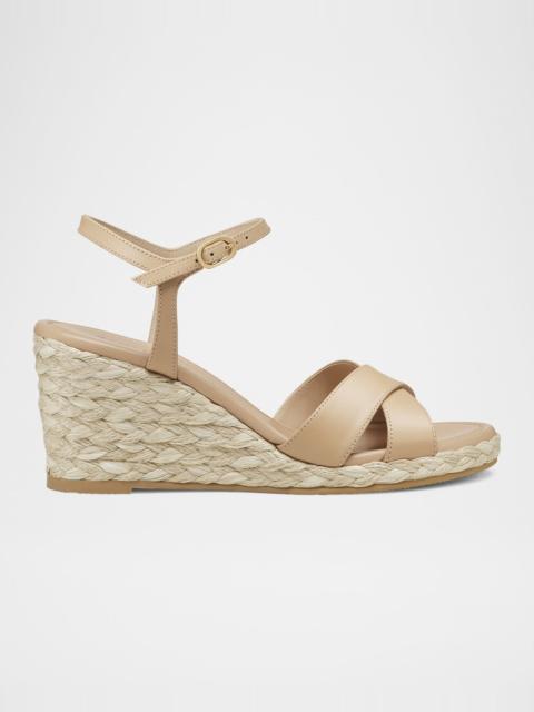 Stuart Weitzman Dayna Leather Crisscross Espadrille Sandals