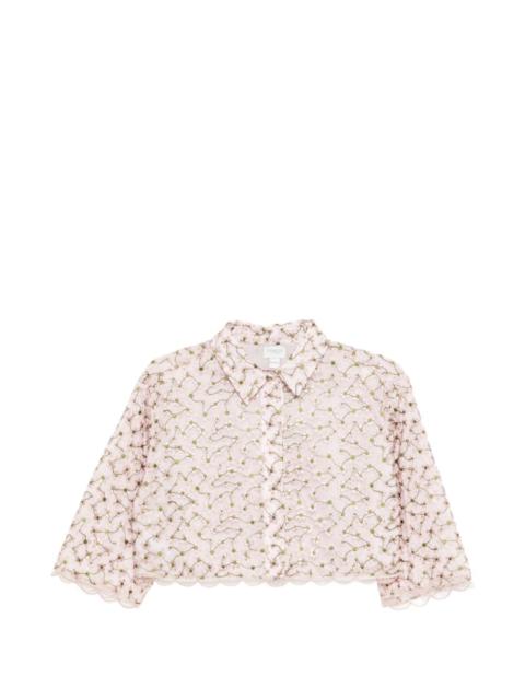 GIAMBATTISTA VALLI floral-embroidered cropped shirt