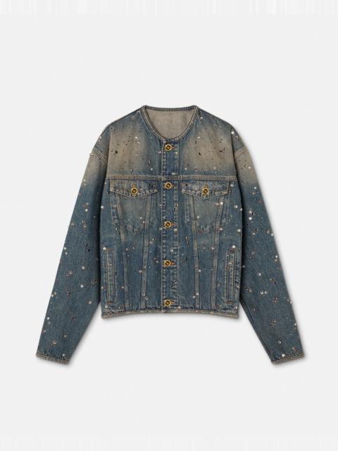 VERSACE Studded Denim Blouson Jacket