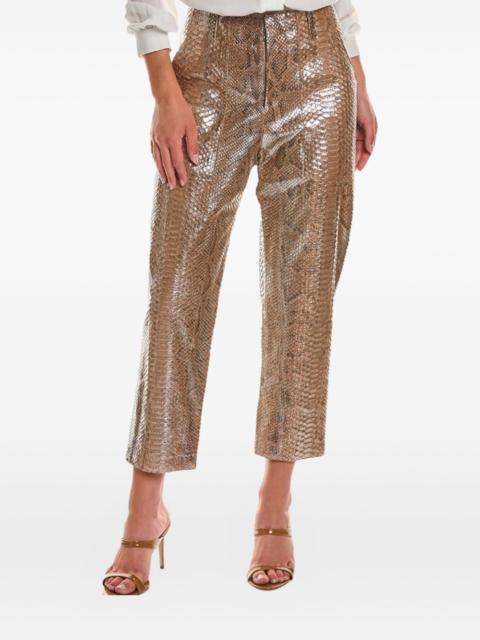 Brunello Cucinelli snakeskin-print leather trousers