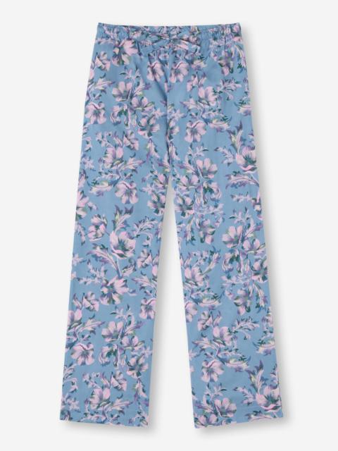 Derek Rose Women's Lounge Pants Cotton Batiste Blue Wildflower Print