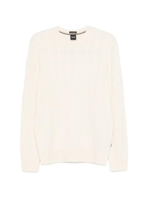 BOSS cable-knit crew-neck sweater
