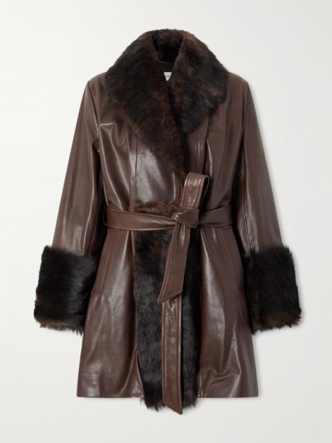 NOUR HAMMOUR Carmen Belted Shearling Jacket