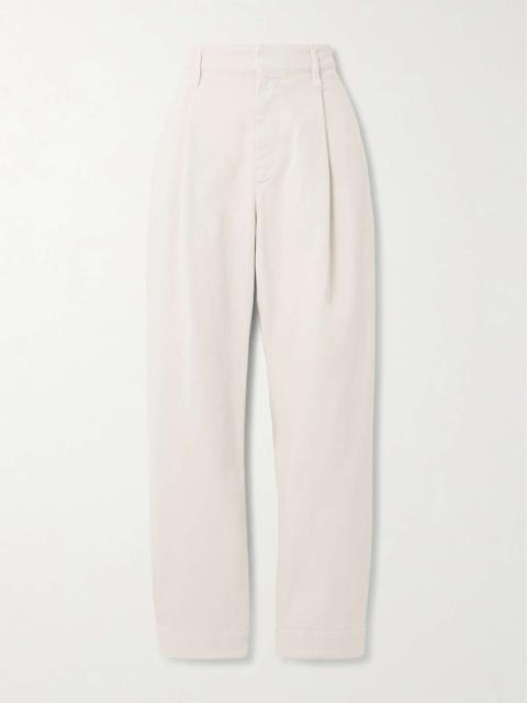 Brunello Cucinelli Pleated cotton-blend twill tapered pants