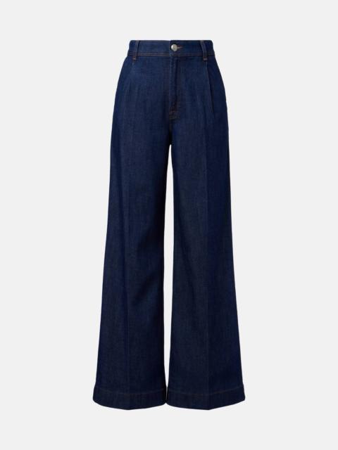 7 For All Mankind Pleated high-rise wide-leg jeans