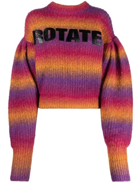 ROTATE intarsia-logo striped cropped jumper