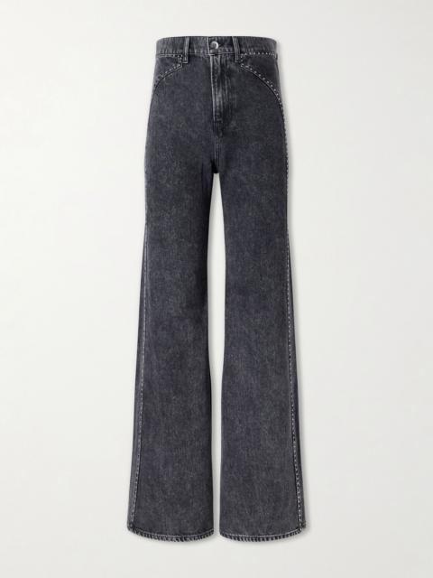 VERONICA BEARD Grant studded high-rise wide-leg jeans Black