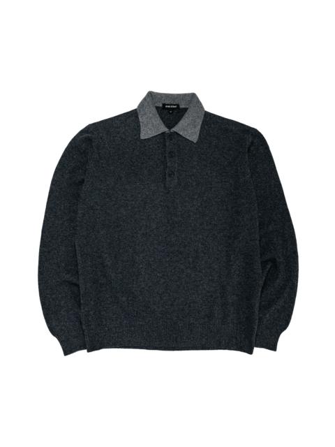 evan kinori Knit Polo Yak Wool Charcoal/Light Grey