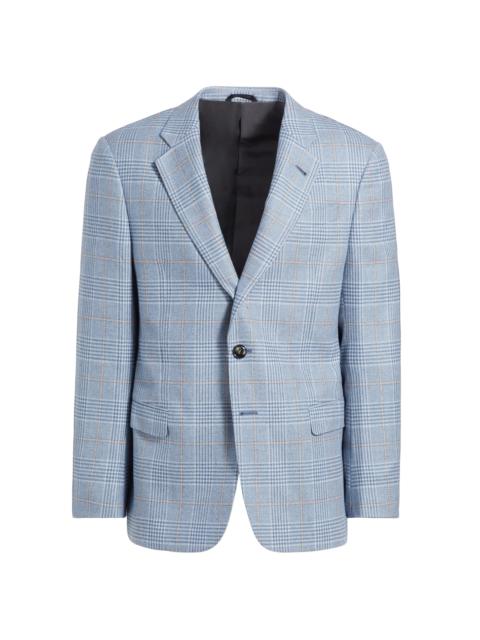 GIORGIO ARMANI Men's Plaid Tailored Wool Jacket - Light Blue Tan