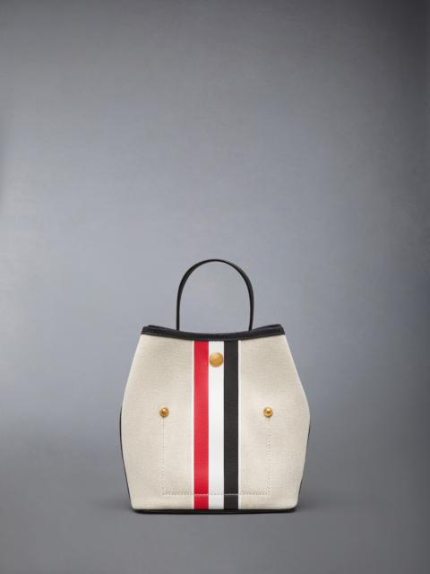 Thom Browne RWB STRIPE BUCKET BAG IN SALT AND PEPPER COTTON CANVAS