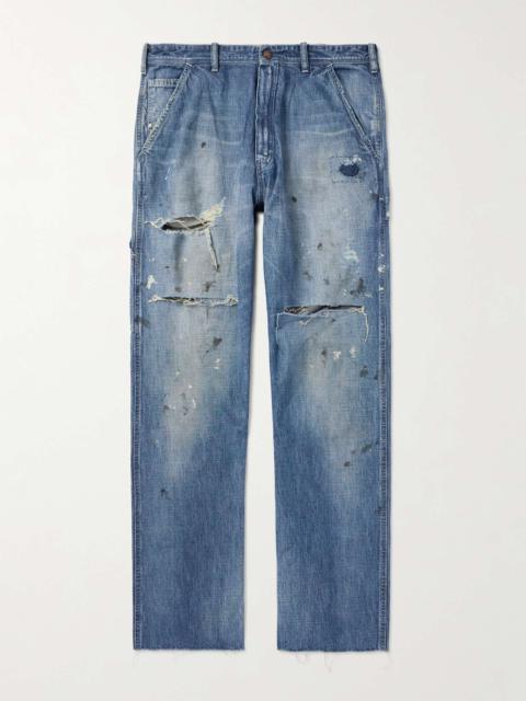 SAINT M×××××× Straight-Leg Distressed Paint-Spattered Jeans
