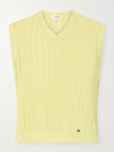 VERSACE Medusa-embellished Ribbed Mesh Vest