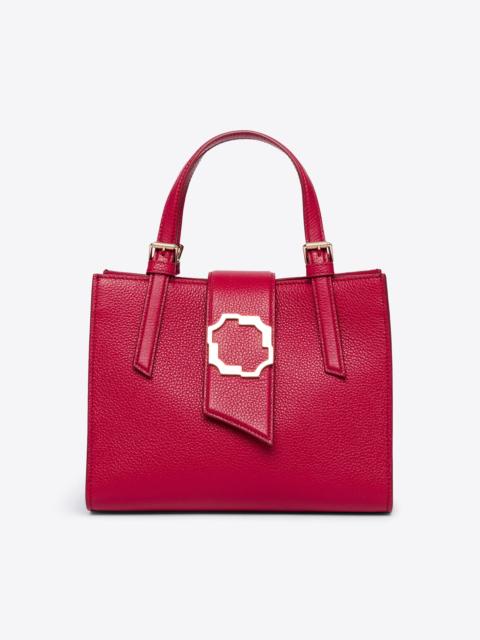 MALONE SOULIERS Hollie Red Grained Calf Small Tote with Crest Buckle