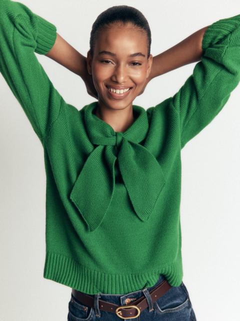 BODEN Lydia Tie Neck Knitted Sweater-Hunter Green Melange