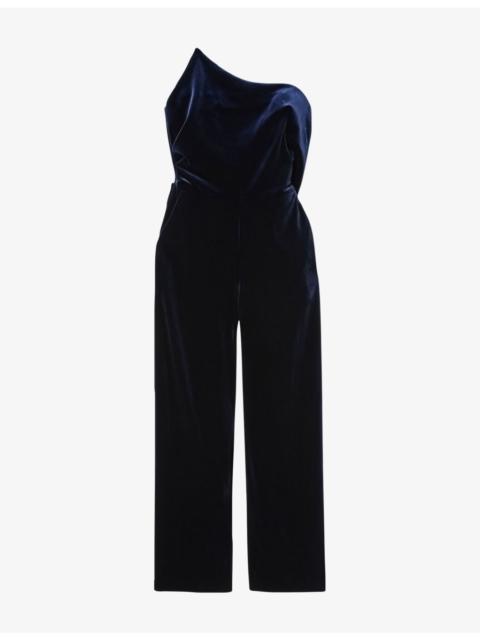 REISS Dasha Structured Strapless Stretch-Velvet Jumpsuit