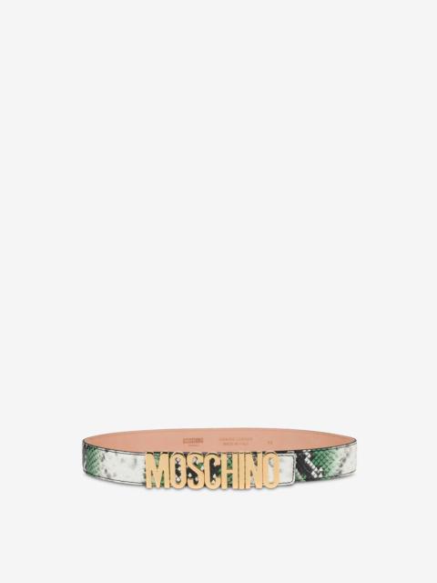 Moschino LOGO LETTERING PYTHON-PRINT BELT