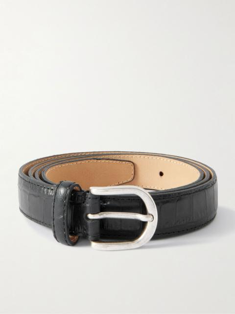 mfpen Occasion 2.5cm Croc-Effect Leather Belt Black