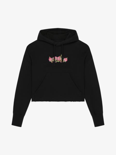 Givenchy GIVENCHY CROPPED HOODIE IN COTTON WITH ROSES PRINT
