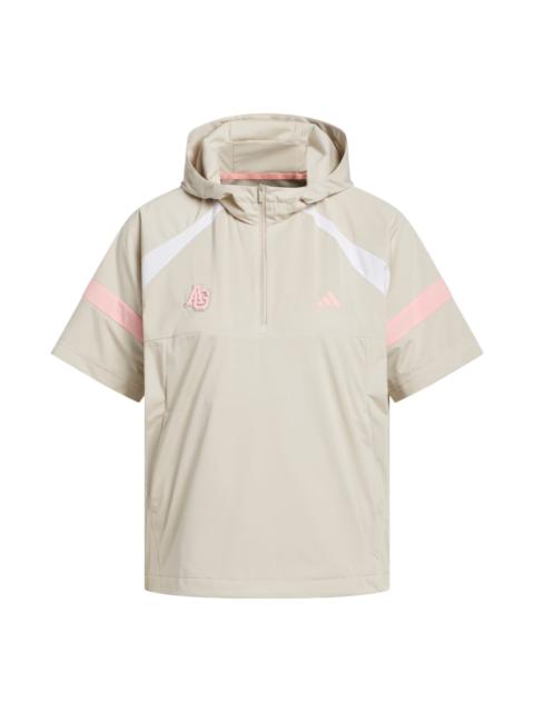 adidas (WMNS) adidas Half-Zip Hooded Anorak Jacket Asia Sizing 'Khaki Three' KG2173