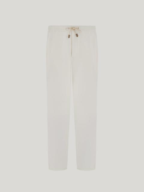 Canali WHITE LINEN AND SILK DRAWSTRING PANTS