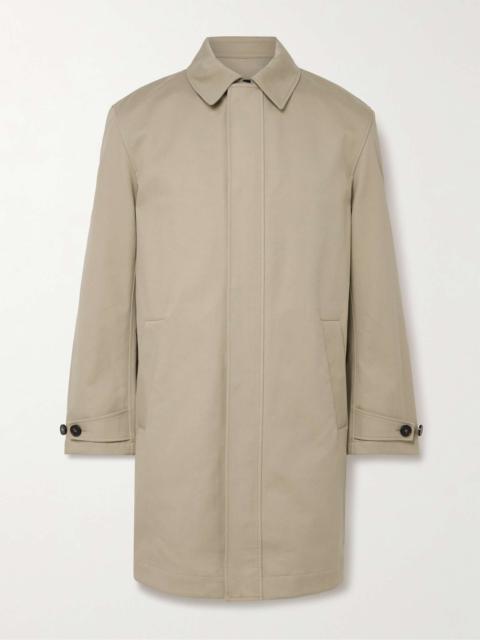 Leather-Trimmed Double-Faced Cotton-Twill Coat