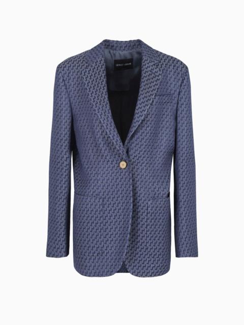 Single-breasted jacket made from viscose jacquard