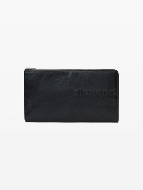 Alexander Wang punch zip pouch in crackle patent leather
