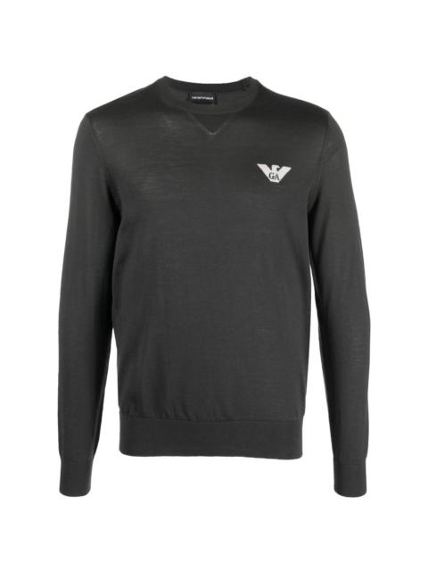 Eagle-jacquard virgin-wool jumper