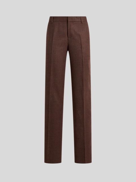 Etro STRAIGHT-LEG WOOL TROUSERS WITH PHEASANT FEATHERS AND MICRO HOUNDSTOOTH MOTIF