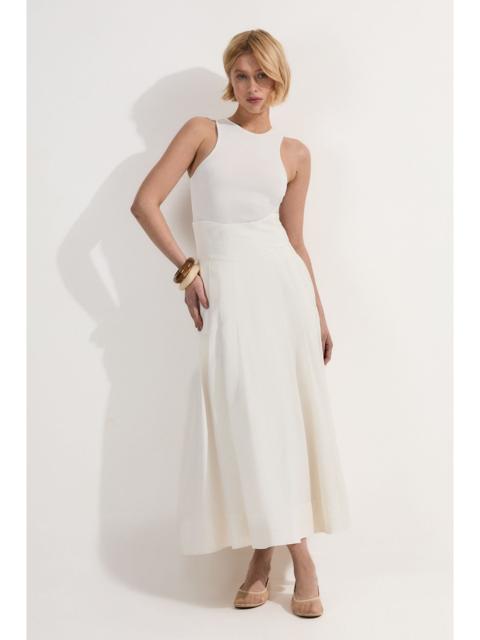 KAREN MILLEN Viscose Linen Tailored Full Skirted Midaxi Skirt