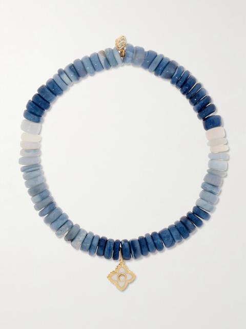 SYDNEY EVAN Mini Moroccan Flower 14-karat Gold, Opal, Pearl And Enamel Bracelet