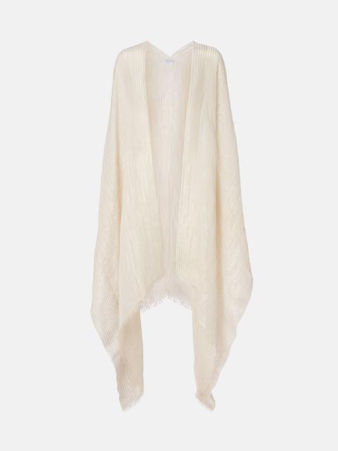 Brunello Cucinelli Fringed linen-blend cape