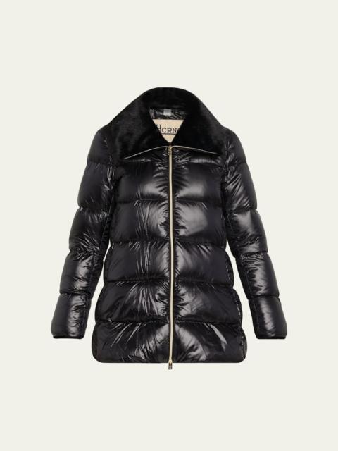 Herno Ultralight Nylon Down Jacket with Alternative Fur